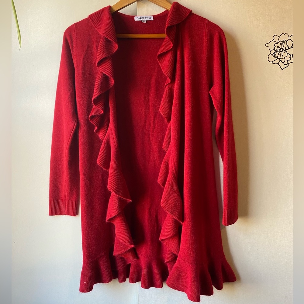 Carol Rose Red Cardigan Womens Medium
